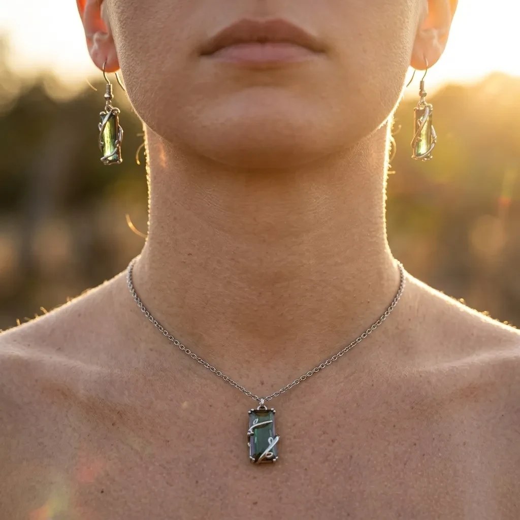 Juego Collar y Aretes de Circonia (45 cm)